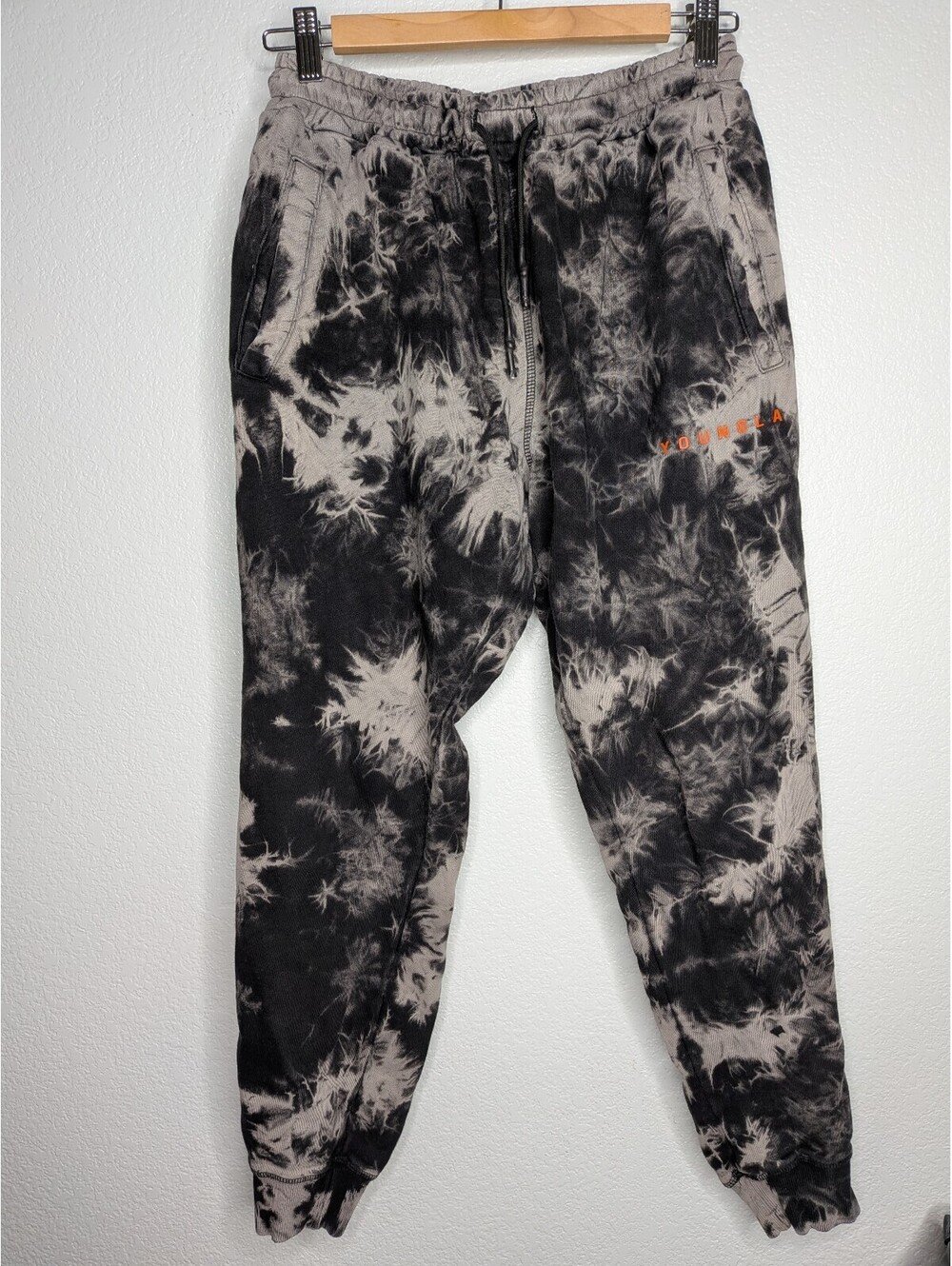 YoungLA Black Gray Tie-Dye Jogger Sweatpants Youth Large